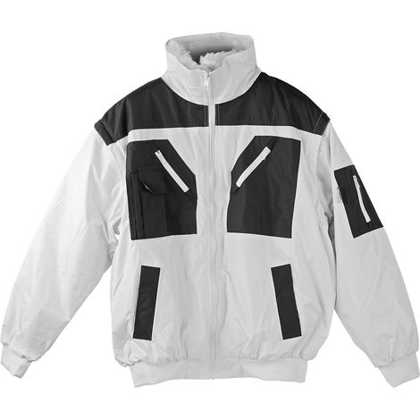 KesTek Pilotenjacke Arbeitsjacke Winterjacke 4in1 Herren Weiss Grau XXL (1/5)