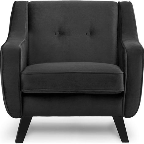 KONSIMO TERSO Sessel mit Velours-Bezug, Schwarz (1/3)