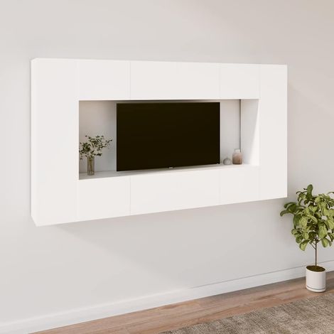 Ensemble de meubles TV 8 pcs-Banc TV-Meuble Télé Blanc Bois d'ingénierie 620703 (1/5)
