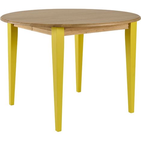 Table ronde extensible en bois 4/6 places D105 pieds colorés - VICTORIA (1/5)