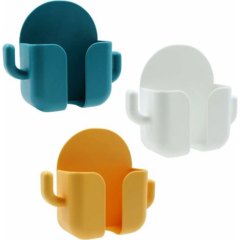 Boîte de Rangement Télécommandée Support Mural avec Crochet Portable ABS Boîte Multimédia - pour Support de Chargement De Téléphone, Air Conditioner/TV Télécommande,,3Pcs (1/5)