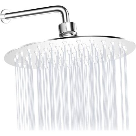 Pommeau De Douche à Effet Pluie, 20 cm Rond Pommeau De Douche en Acier Inoxydable 304 Avec Gel de Silice Anti-blocage