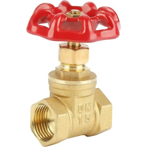 Robinet à tournant sphérique en laiton massif 1/2 pouce, robinet d’arrêt fileté intérieur pour eau courante, adapté aux installations avant compteur et aux circuits de chauffage (1/4)