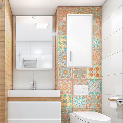 Sticker Mural Carrelage adhésif Cuisine Salle de Bain - 9 STICKERS CARRELAGES AZULEJOS VALERIO - 9stickers10x10cm (1/4)