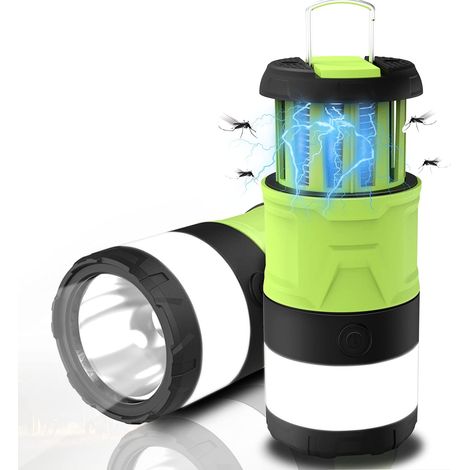 Linterna LED plegable para acampar, repelente de mosquitos, batería recargable, multiusos, IPX4, impermeable, portátil, para exteriores, con imán, 3 modos de iluminación (verde)