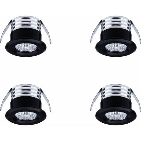 Lot de 4 mini spots LED encastrables, 3 W, lumière blanche froide noir (1/5)