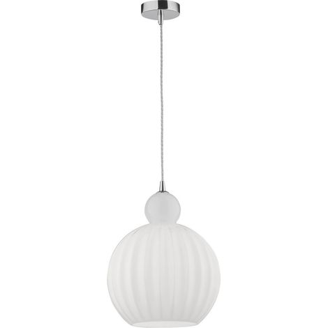 Merano Fayetteville Globe Suspension Plafonnier Chrome Aluminium Verre Opalin LED E27