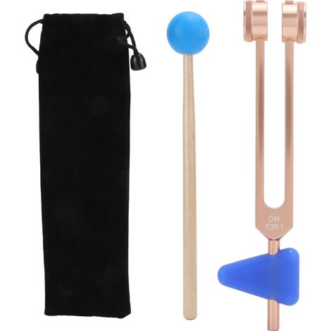 Stimmgabel 136,1 Hz, Aluminiumlegierung für Klangtherapie und Meditation – Roségold mit Schlägel (1/5)