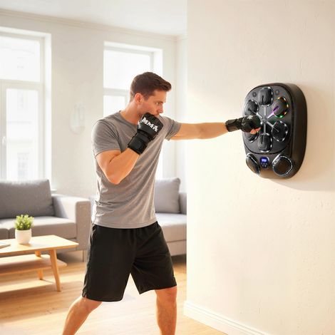 Musikbox-Spielautomat zur Wandmontage mit 9 Modi, LED-Beleuchtung und Bluetooth-Verbindung, 61 x 48 x 11 cm, Schwarz