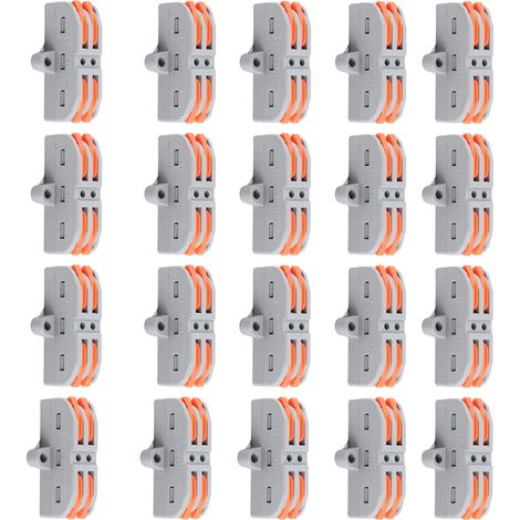 20 pièces connecteurs à levier 223-2P dominos électriques compacts raccordement rapide pour câbles ABS cuivre (1/5)