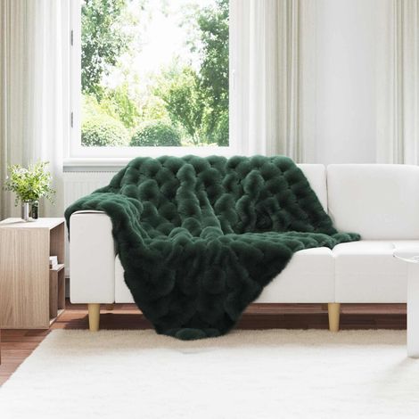 Rutschfeste Decke aus Kunstkaninchenfell Olite 4 pcs Dunkelgrün
