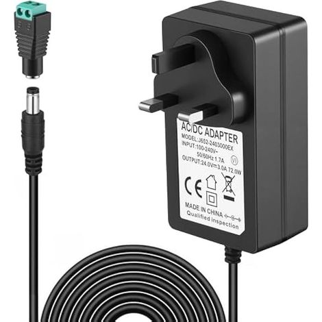 24V 72W 3A Netzteil, Wechselstrom 100-240V auf Gleichstrom 24V Adapter, mit DC-Anschluss, Transformator für LED-Streifen, Router, Webcams, Lautsprecher und elektronische Geräte (1/5)