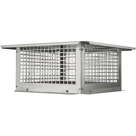 Capot de cheminée 431,8x431,8 mm, acier inoxydable 304, couvre-conduit résistant au vent, installation facile, compatible avec conduits en terre cuite, finition argentée. (1/5)