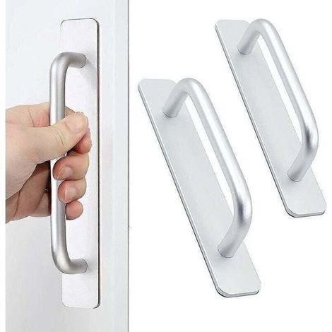 Self-stick Instant Cabinet Drawer Handles Pulls - 2pcs Aluminum Al With Adhesive Door Handle For Kitchen Cabinet (1/5)