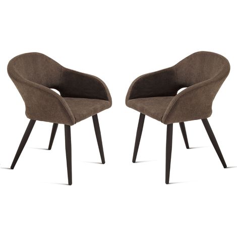 Sedia imbottita in tessuto Marrone con struttura in metallo WEST 2 sedie (1/5)