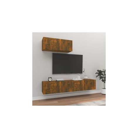 Ensemble de meubles TV 3 pcs Chêne fumé Bois d'ingénierie (1/5)