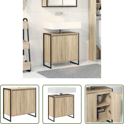 vidaXL Meuble salle de bain - Cabinet de salle de bain avec stockage Sonoma 60 x 30 x 60 cm (1/5)