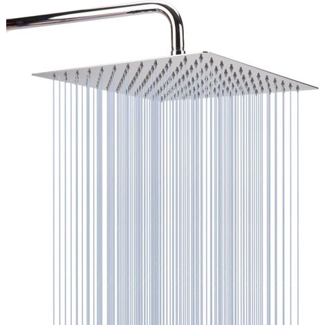 Pommeau de Douche à Effet Pluie Carré en Acier Inoxydable à Haut Débit, Revêtement de Corps de Douche de Bain Cascade, Montage au Plafond ou au Mur (30cm Chromée) (1/5)
