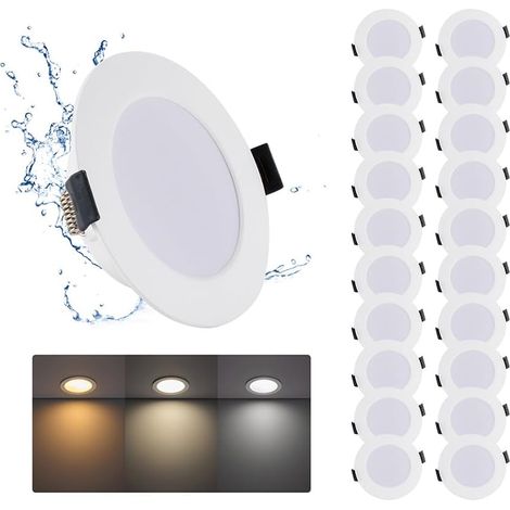 12W Spot LED Encastrable 220V, Lot de 6 Spot Salle de Bain, Blanc Chaud Blanc Neutre Blanc Froid 3000K/4000K/6500K, Spots LED extérieur 120mm pour Cuisine Salon, Rond (1/5)