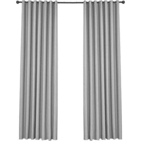 Rideaux Occultants Isolants Thermiques - Design Moderne à Oeillets - Gris Clair 132x240 cm