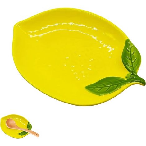 Porte-cuillères en céramique en forme de citron - pour la plaque de cuisson ou le plan de travail - porte-cuillères et spatules (1/5)