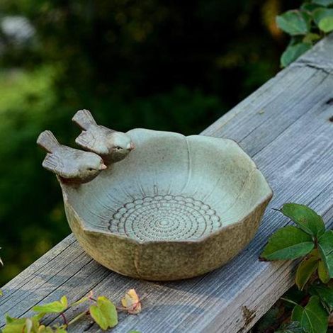 Bain d'oiseaux, mangeoire, bol en céramique, station d'alimentation pour oiseaux, décoration de jardin