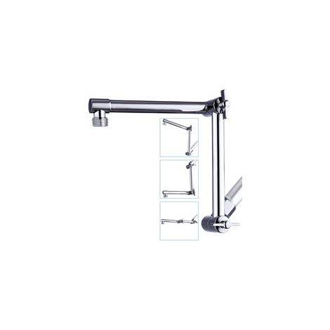 G-Promise Shower Head Extension Arm, Solid Brass Adjustable Extender with Lock Joint, Rise or Lower Rainfall and Fixed Shower Head (12 Inch, Chrome)
