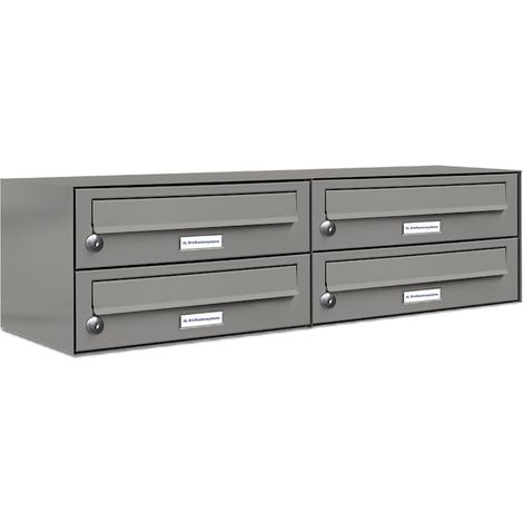 4er Premium Briefkasten Aluminiumgrau RAL Farbe 9007 für Außen Wand Postkasten 2x2 L (1/5)