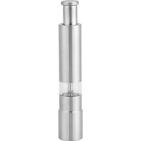 Macinino per spezie portatile manuale in acciaio inox, ideale per cucina e ristoranti, colore argento.