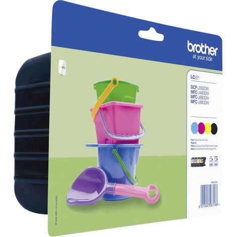 Brother Encre LC-221 dorigine pack bundle noir, cyan, magenta, jaune LC221VALBPDR (1/2)