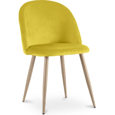 Sedia da pranzo - imbottita in velluto - Stile scandinavo - Evelyne Giallo