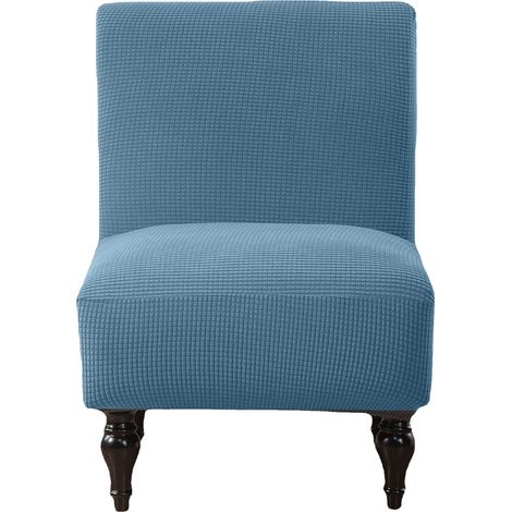 Stretchable protective cover for armless armchairs, made of jacquard, removable (blue)