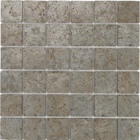 Mosaïque en pierre naturelle 100 x 50 cm – Carreaux 5 x 5 cm en cuivre – Étanchéité pré-montée pour environnements humides (1/2)