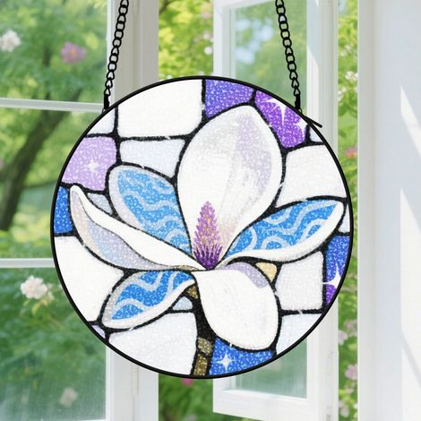 Suspension en vitrail - Attrape-soleil élégant minimaliste coloré, décoration jardin maison, cadeau Noël, Fête des Mères pour femme, homme 12,5 cm (1/5)