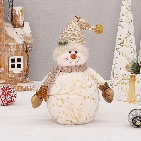 Figurine Bonhomme De Neige - 35 x 20 x 19 cm - Décoration Hivernale Intérieure - Pour Salon Cuisine Entrée Bureau - 1 Pièce (1/5)