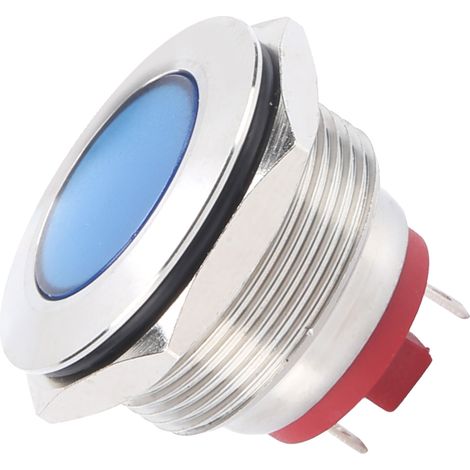 LED-Anzeige 22 mm, vernickeltes Messing, universell wasserdicht, Stift, blaues Signallicht, 6 V, blau (1/5)