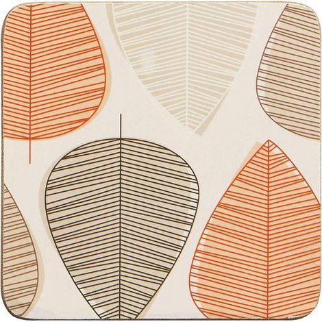 Premier Housewares Orange Leaf Coasters - Set of 4 (1/4)