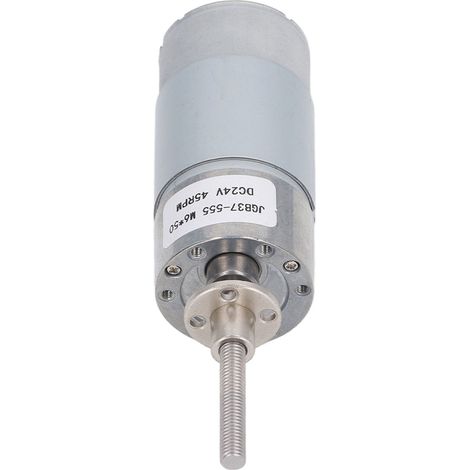 24-V-Gleichstrom-Getriebemotor, hochdrehmomentstarker Schneckengetriebe-Mikromotor, reversibel und selbsthemmend, 45 U/min Getriebe, M6x50-mm-Welle mit Flansch (1/5)