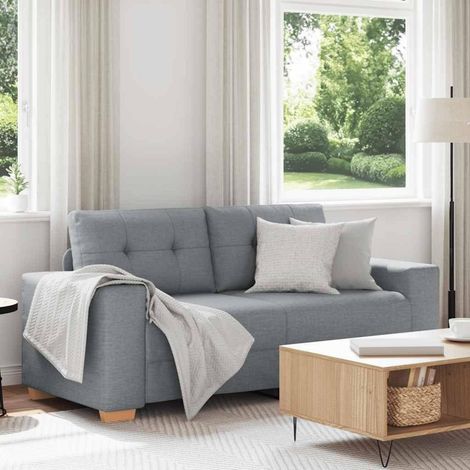 Canapé moderne tissu gris clair 140 cm, pieds bois, design polyvalent (1/5)
