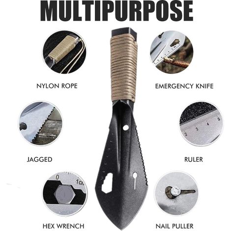 Bêche de jardin multifonctionnelle en métal, portable, outil de bêche dentée avec poignées antidérapantes (1/4)