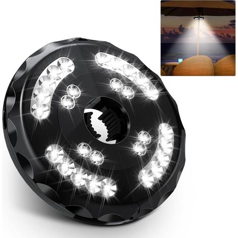 Lampe de Parasol Rechargeable - 28 Lumières de Parasol LED - 2 Modes de Luminosité - Réglable (Lumière Blanche) (1/5)