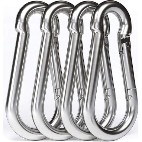 4PCS - M10 Mousqueton en Acier Inoxydable 304 - Grand Mousqueton Inox 100mm de Fixation Capacité de Charge de 750 kg, Crochet Mousqueton Hamc Balancoire - 100mm x φ10 mm (1/5)