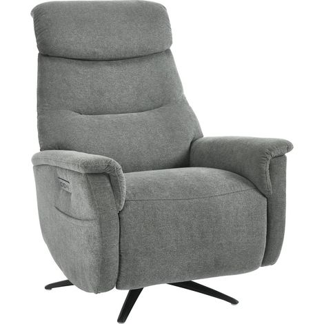 Dimo Poltrona Relax Jacquelin in Tessuto Grigio Scuro con Regolazione Elettrica – Poltrona Comfort Recliner (1/4)