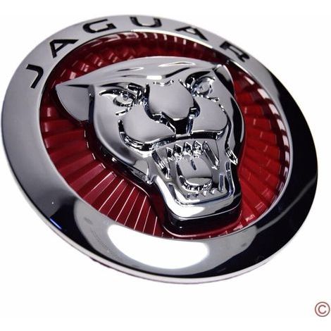 Jaguar XF Supercharged Growler. emblème rond rouge de 72 mm. calandre avant. autocollant arrière (1/3)