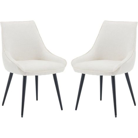 Sillas de Comedor Juego de 2 de Chenilla Sillas de Cocina Modernas con Respaldo Cómodo para Salón Restaurante o Cafetería, Blanco, Wahson (1/5)