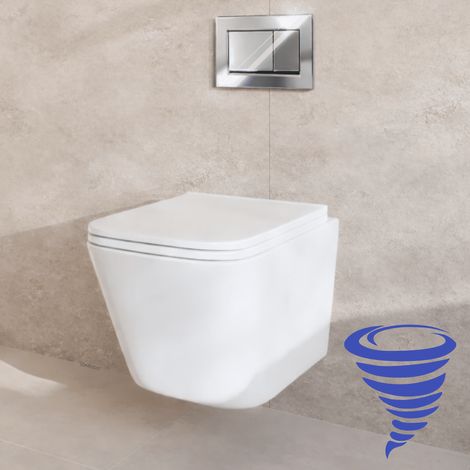 LOMAZOO Pack WC suspendu avec réservoir encastré carré blanc -