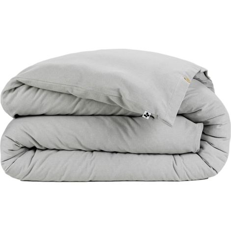 Housse de couette flanelle 100% coton 200x200 CANDICE Gris Brume (1/5)