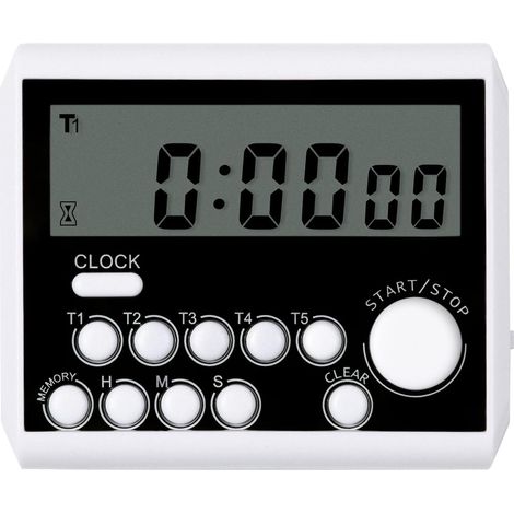 Timer da cucina digitale magnetico a 5 canali con allarme e funzione di conto alla rovescia/incremento (1/3)