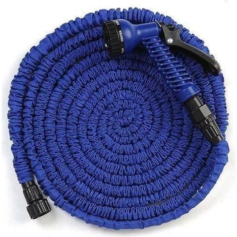 JEOBEST® 30m/100ft Blue Expandable Garden Hose with 7-Mode Spray Gun (1/4)