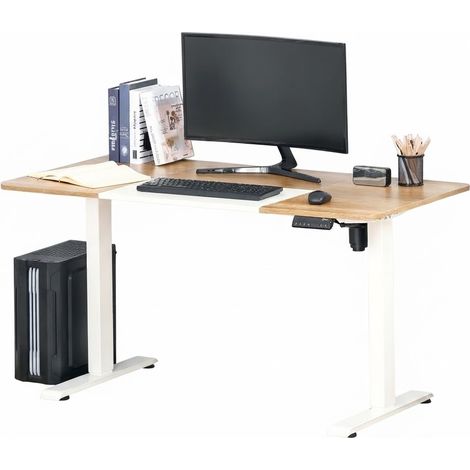 ELVMI Scrivania Elettrica Regolabile con 4 Memorie, Altezza 72-116 cm, per Ufficio, Metallo Bianco, 140 x 70 cm (1/5)